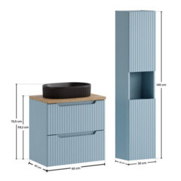 Heze Furniture Noca Bathroom Cabinet 60Cm With Worktop And Countertop Basin And Tall Unit In Baby Blue - thumbnail 7