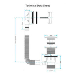 FNX Bathrooms Waterproof 600mm Vanity Unit With Single Ended Bath, Gloss White Front Panel, Matt Black Screen, Bath & Universal Basin Waste - thumbnail 7