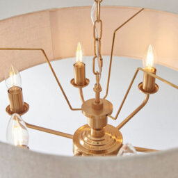 Loops Elegant 2 Pack Vintage Brass Ceiling Pendant Lights With Natural Linen Shades - E14 Compatible - thumbnail 5