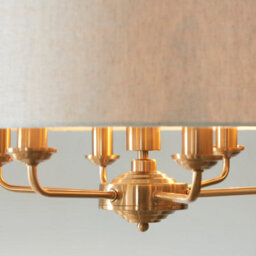 Loops Elegant 2 Pack Vintage Brass Ceiling Pendant Lights With Natural Linen Shades - E14 Compatible - thumbnail 4