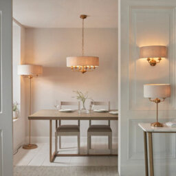 Loops Elegant 2 Pack Vintage Brass Ceiling Pendant Lights With Natural Linen Shades - E14 Compatible - thumbnail 6
