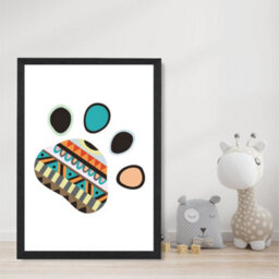 Artze Wall Art Tribal Animal Paw Print Art Print With Black Frame Size: A4 - thumbnail 2