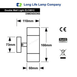 Long Life Lamps Company Modern Double Outdoor Wall Light Stainless Steel Copper Ip65 Zlc081C - thumbnail 2