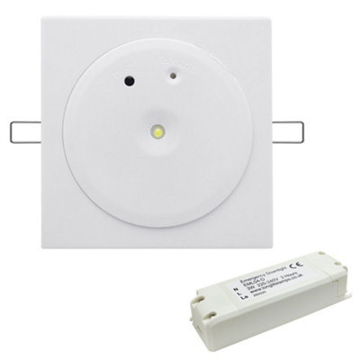 Long Life Lamps Company 3W Recessed Led Emergency Ceiling Light Square Ultraslim Panel Maintained/ Non-Maintained 180 Minutes Eml04 - image 1