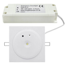 Long Life Lamps Company 3W Recessed Led Emergency Ceiling Light Square Ultraslim Panel Maintained/ Non-Maintained 180 Minutes Eml04 - thumbnail 4