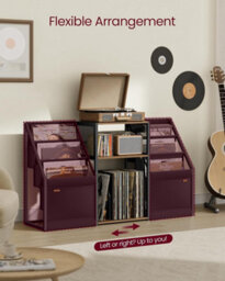 LEDREM 3-Tier End Table, Record Player Stand, For Living Room, Bedroom, Rustic Brown - thumbnail 6