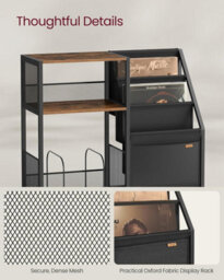 LEDREM 3-Tier End Table, Record Player Stand, For Living Room, Bedroom, Rustic Brown - thumbnail 5