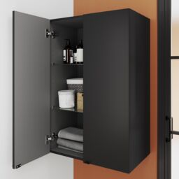GoodHome Imandra Deep Matt Black Bathroom Double Wall Cabinet (H)90Cm (W)60Cm - thumbnail 4
