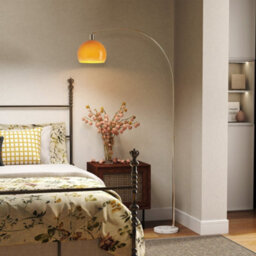 Wyld Haus Filu Orange Metal Floor Lamp With Rounded Shade And Foot Switch, Marble Base, 180Cm - thumbnail 3