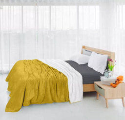 Ameha Sherpa Fleece Blanket Double Ochre 150X200Cm Reversible Throw For Sofa, Bed & Travel - thumbnail 9