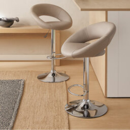 Wyld Haus Jorah Set Of 2 Light Grey Swivel Bar Stools Open Back Adjustable Height - thumbnail 2