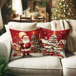 CLEFFNS Christmas Throw Pillow Covers, 18X18 Inch, Set Of 4 Holiday Decorative, Festive Xmas Home Decor For Couch Sofa - thumbnail 6