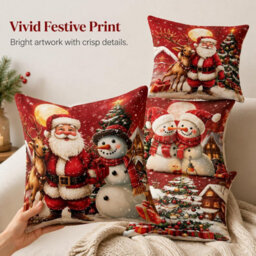 CLEFFNS Christmas Throw Pillow Covers, 18X18 Inch, Set Of 4 Holiday Decorative, Festive Xmas Home Decor For Couch Sofa - thumbnail 7
