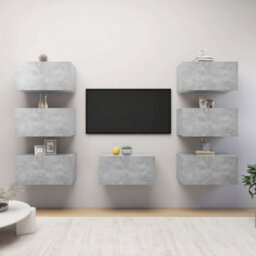 Berkfield Tv Cabinets 7 Pcs Concrete Grey 30.5X30X60 Cm Engineered Wood - thumbnail 1