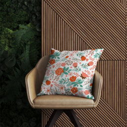 Warren Reed Designer Orange Floral Pattern Outdoor Cushion 45Cm X 45Cm - thumbnail 2