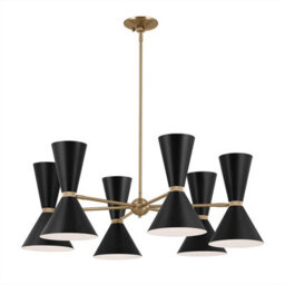 Luminosa Lighting Elstead Kichler Phix Multi Arm Pendant Ceiling Light Contemporary Champagne Bronze, Black 12X E27