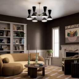 Luminosa Lighting Elstead Kichler Phix Multi Arm Pendant Ceiling Light Contemporary Champagne Bronze, Black 12X E27 - thumbnail 2