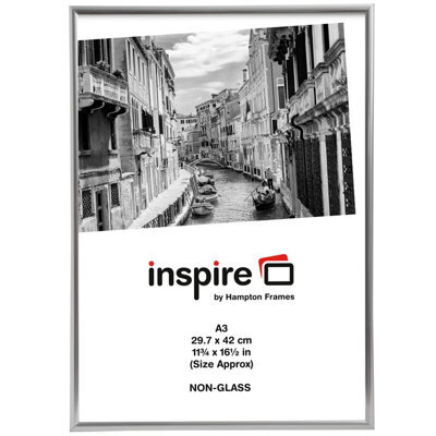 Hampton Frames Backloader Poster Certificate Photo Frame Acrylic (Non Glass) Silver A3 (30X42Cm) A3Marsil - image 1