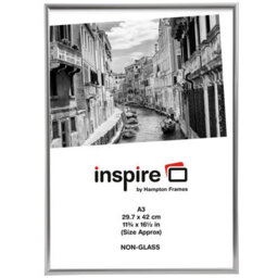 Hampton Frames Backloader Poster Certificate Photo Frame Acrylic (Non Glass) Silver A3 (30X42Cm) A3Marsil