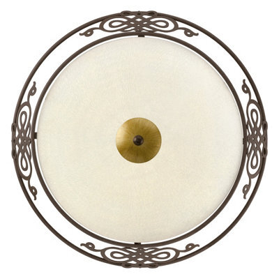 Elegant Antique Brown Gold Wall And Ceiling Light With Beige Glass Shade - image 1