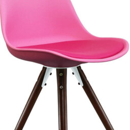 Fusion Living Soho Bright Pink Plastic Dining Chair With Pyramid Dark Wood Legs - thumbnail 3