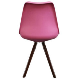 Fusion Living Soho Bright Pink Plastic Dining Chair With Pyramid Dark Wood Legs - thumbnail 4