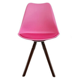 Fusion Living Soho Bright Pink Plastic Dining Chair With Pyramid Dark Wood Legs - thumbnail 7