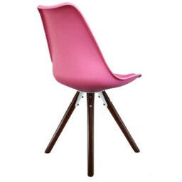 Fusion Living Soho Bright Pink Plastic Dining Chair With Pyramid Dark Wood Legs - thumbnail 5