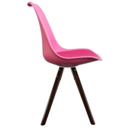 Fusion Living Soho Bright Pink Plastic Dining Chair With Pyramid Dark Wood Legs - thumbnail 6