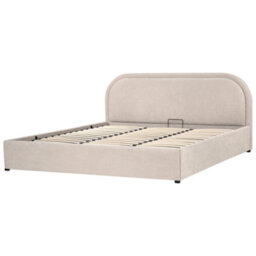 Beliani Ottoman Bed Chenille Quillien 180 X 200 Cm (Eu Super King) Light Beige - thumbnail 5