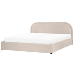 Beliani Ottoman Bed Chenille Quillien 180 X 200 Cm (Eu Super King) Light Beige - thumbnail 4