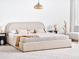 Beliani Ottoman Bed Chenille Quillien 180 X 200 Cm (Eu Super King) Light Beige - thumbnail 2