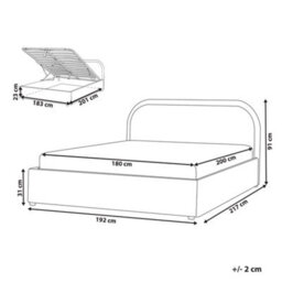 Beliani Ottoman Bed Chenille Quillien 180 X 200 Cm (Eu Super King) Light Beige - thumbnail 3