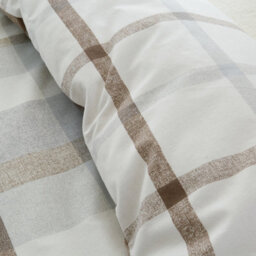 Catherine Lansfield Bedding Brushed Cotton Check Reversible Duvet Cover Set With Pillowcases Natural - thumbnail 4