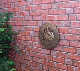 "St Helens Home & Garden Vintage 12"" Sun And Moon Outdoor Wall Clock And Thermometer For Garden" - thumbnail 2
