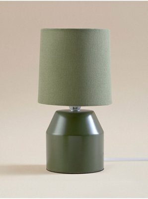 Deenz Modern Chic Ceramic Beside Tableware Lamp Clean Lines Miniature Silhouette Style Fabric Textured Shade Green 26 X 14 Cm - image 1