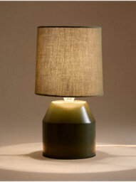 Deenz Modern Chic Ceramic Beside Tableware Lamp Clean Lines Miniature Silhouette Style Fabric Textured Shade Green 26 X 14 Cm - thumbnail 2
