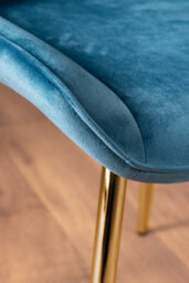 Furniturebox Uk Leonardo Grey Glass Marble Effect Gold Leg Table & 4 Blue Pesaro Gold Leg Chairs - thumbnail 7