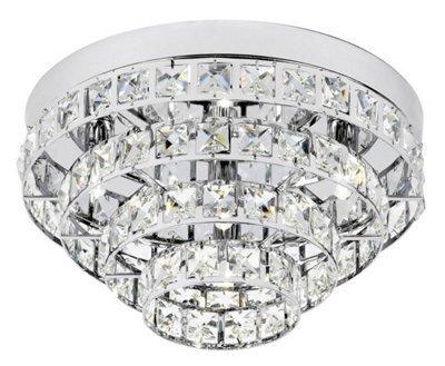 Luminosa Lighting Luminosa Motown 4 Light Flush Ceiling Light Chrome, Clear Crystal (K5) Glass, G9