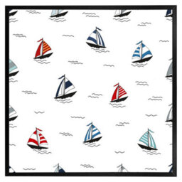 "Andrew Lee Red & Blue Sailboats (Picutre Frame) / 12X12"" / Black" - thumbnail 3
