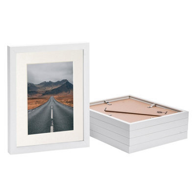 "Nicola Spring Photo Frames With 5"" X 7"" Mount - 8"" X 10"" - White/ivory - Pack Of 5" - image 1