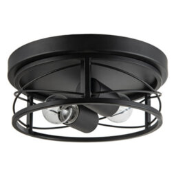 Happy Homewares Industrial Vintage Black Round Flush Ceiling Light With Wire Design - thumbnail 1