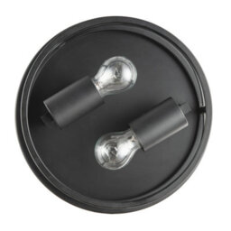Happy Homewares Industrial Vintage Black Round Flush Ceiling Light With Wire Design - thumbnail 5
