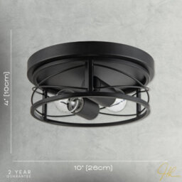 Happy Homewares Industrial Vintage Black Round Flush Ceiling Light With Wire Design - thumbnail 7