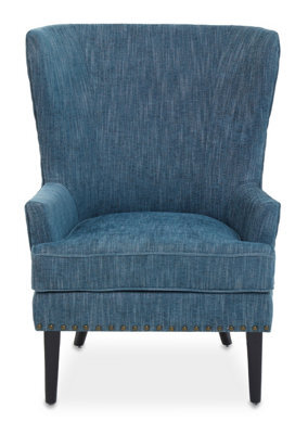Orsina Green Wingback Lounge Arm Chair, High Back Fabric Living Room Chair, Mid Century Arm Chair With Fabric - image 1