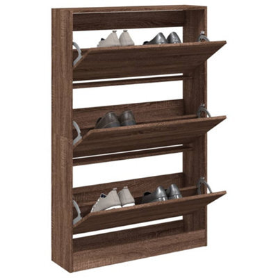 Walplus Shoe Cabinet Brown Oak 80X21X125.5 Cm Engineered Wood - image 1