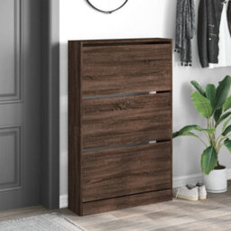 Walplus Shoe Cabinet Brown Oak 80X21X125.5 Cm Engineered Wood - thumbnail 3