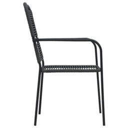 Walplus 9 Piece Garden Outdoor Dining Set Suitable For Backyard, Patio Cotton Rope And Steel Black - thumbnail 7
