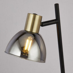 Pagazzi Lighting Pagazzi Elisa Smoked Glass And Brass Table Lamp - thumbnail 4