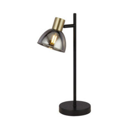 Pagazzi Lighting Pagazzi Elisa Smoked Glass And Brass Table Lamp - thumbnail 2